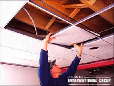 Suspended ceiling installation with his hands