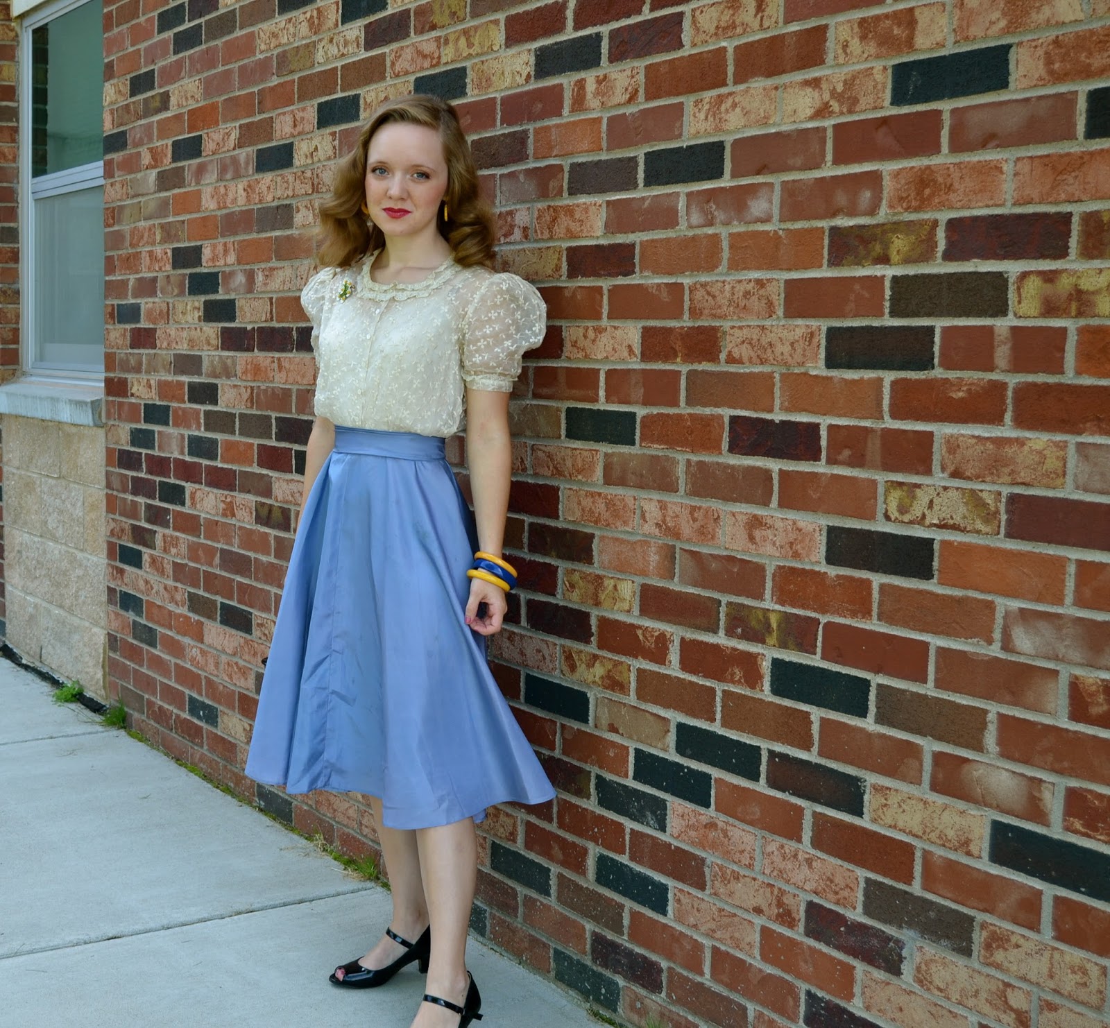 Last First Day of School Outfit- light blue cream white lace vintage ...