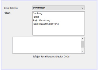 Penggunaan jListBox & jComboBox pada Java