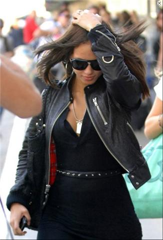 Alicia Keys in KRMA Dean Black Leather Jacket in New York streets