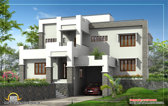 G+1 Modern home elevation - 2630 Sq. Ft. (278 Sq. Ft.) (333 Square Yards) - March 2012