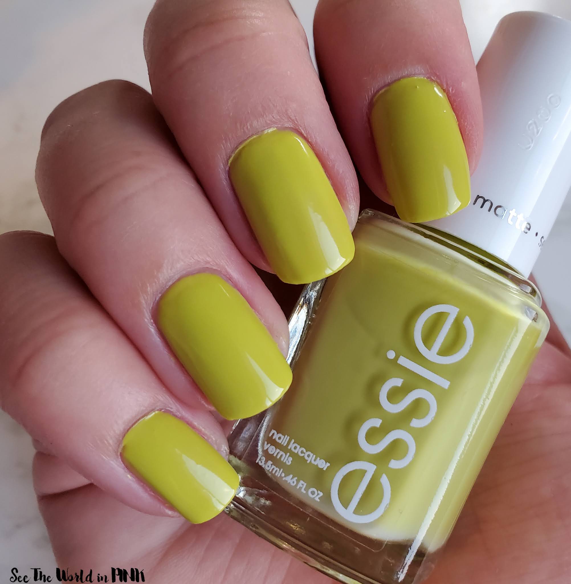 Manicure Monday - Matte Chartreuse Nails, Essie Have A Ball Polish