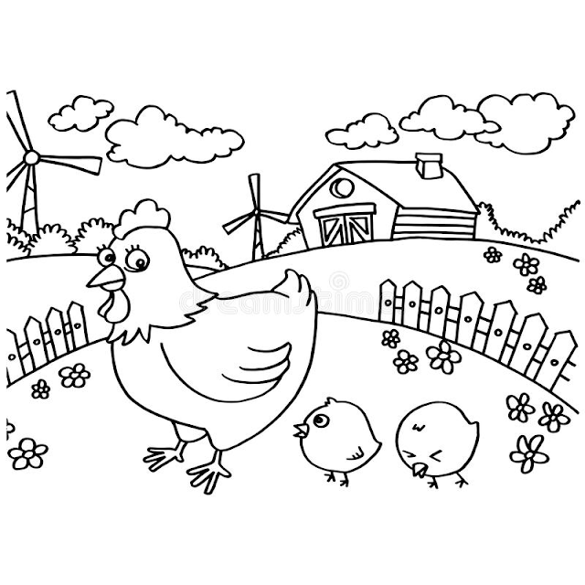 Aneka Gambar  Mewarnai  Hewan Ayam  Untuk Anak  PAUD dan TK 