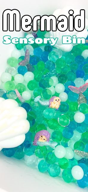 sea shells and mermaids in the water beads.