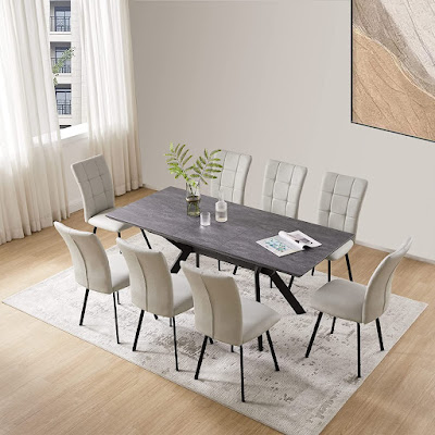 ZckyCine Dining Room Table Set 6-8 Person Kitchen Table