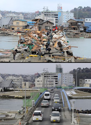 大地震後一年對比圖 日本