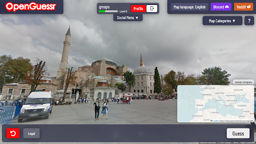 screenshot of OpenGuessr showing the Hagia Sofia in Istanbul