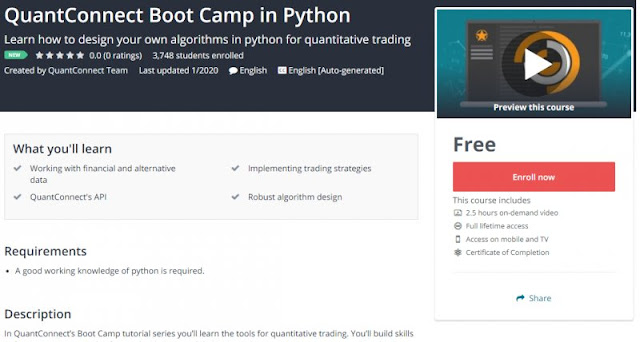 [100% Free] QuantConnect Boot Camp in Python