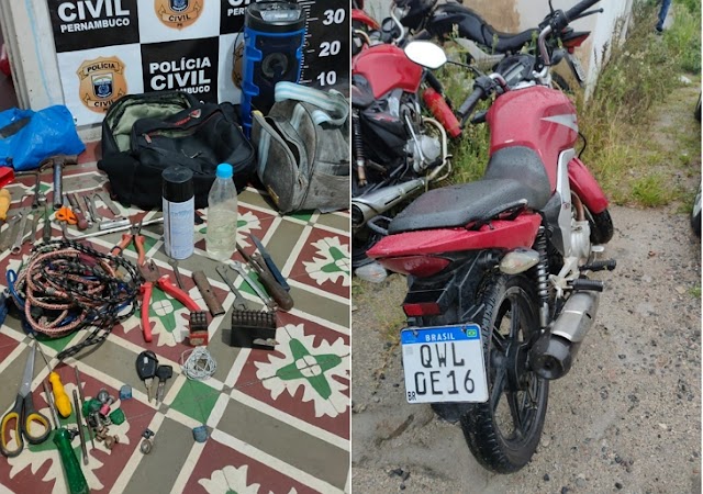 2ª DELEGACIA DE GARANHUNS RECUPERA MOTO ROUBADA E FECHA OFICINA DE CLONAGEM DE VEÍCULOS
