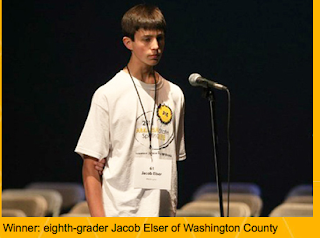 picture of boy at spelling bee