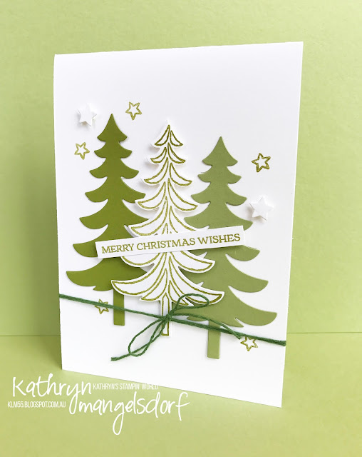 Stampin' Up Santa's Sleigh & Thinlits, Christmas Card, Christmas Trees created by Kathryn Mangelsdorf