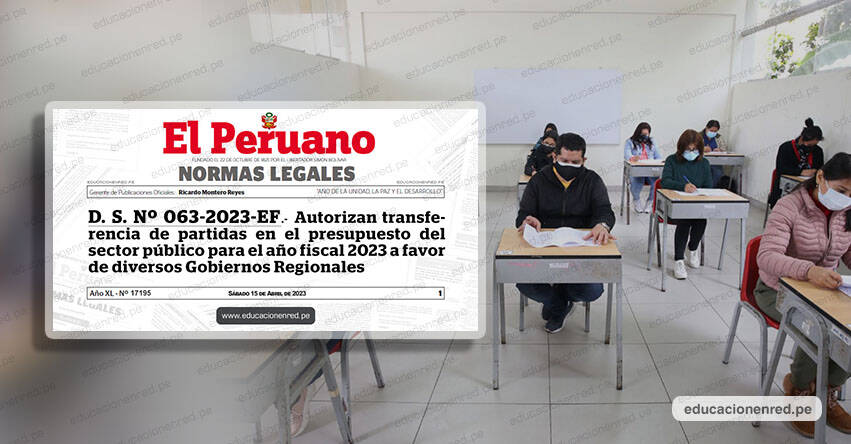 YA ES OFICIAL: Destinan S/ 55 millones para financiar creación de 1,982 plazas de profesores (D. S. Nº 063-2023-EF)