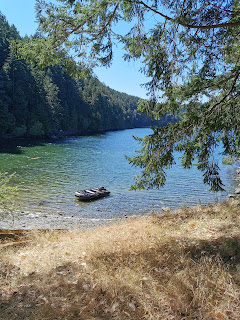 Stryker boat at Narvaez Bay, Saturna, BC