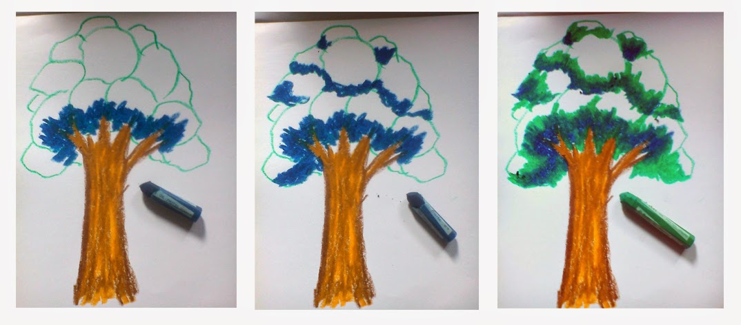 Dinsnusantara: Membuat pohon dengan crayon menggunakan 