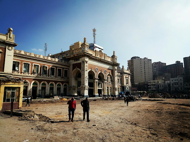 The railtway station of Alexandria. a beautiful building. At the time in late 2018 the area outside was undergoing some upgrading work.