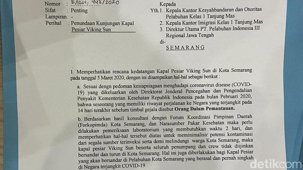 Ini Alasan Walkot Tolak Kapal Pesiar Viking Sun Berlabuh di Semarang