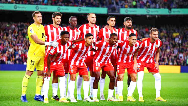 U. D. ALMERÍA. Temporada 2022-23. Fernando, Gonzalo Melero, Mendes, Rodrigo Ely, Chumy, Samú Costa. Ramazani, Lucas Robertone, Sergio Akieme, Kaiky y Léo Baptistão. F. C. BARCELONA 2 U. D. ALMERÍA 0 Sábado 05/11/2022, 21:00 horas. Campeonato de Liga de 1ª División, jornada 13. Barcelona, Estadio Spotify Camp Nou: 92.605 espectadores. GOLES: 1-0: 48’, Ousmane Dembélé. 2-0: 62’, Frenkie De Jong.