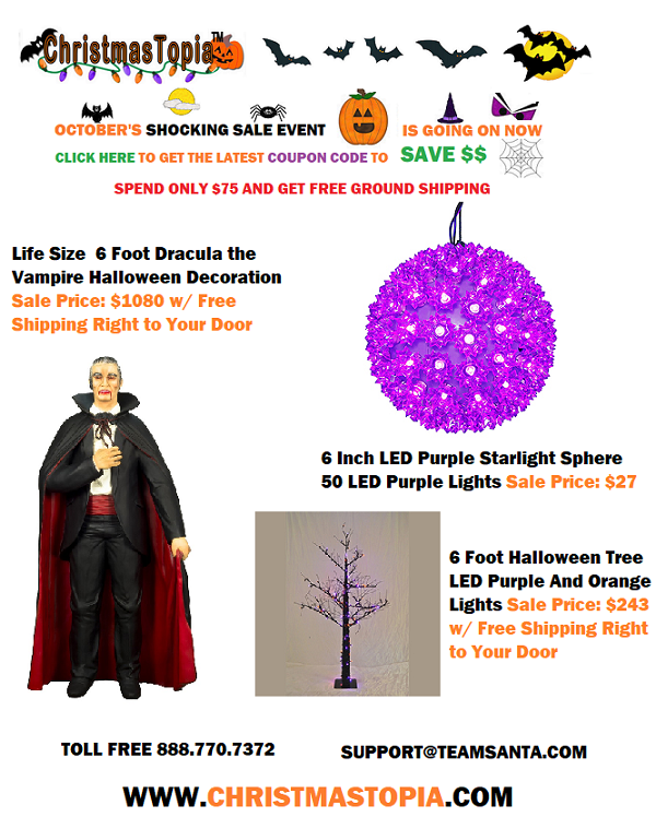 October's Shocking Sale Event continues get your coupon code and FREE shipping and enjoy BIG savings on #Halloween and #Christmas decorations