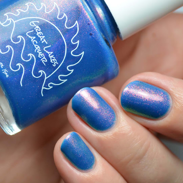 ocean blue nail polish with aurora shimmer