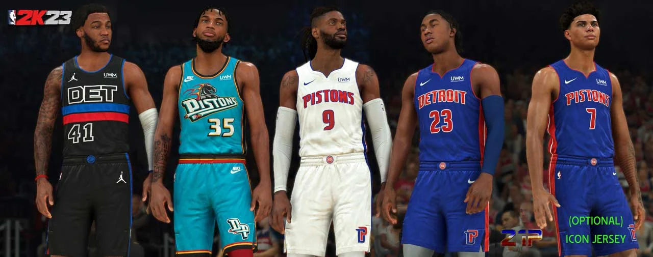 NBA 2K23 Detroit Pistons Jerseys