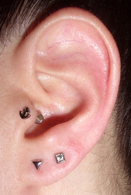 tragus and lobe piercings