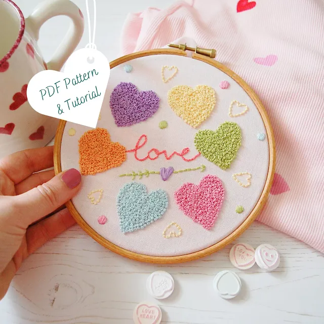 Love Hearts Embroidery Pattern