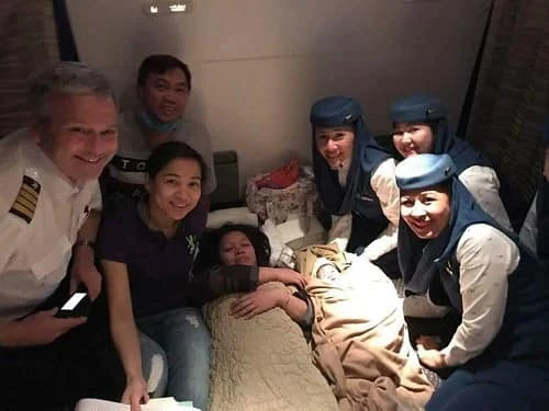 CHILD SAFELY DELIVERED ABOVE THE CLOUDS ON SAUDIA FLIGHT