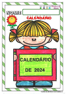 Calendário folhinha de 2024,alfabetização