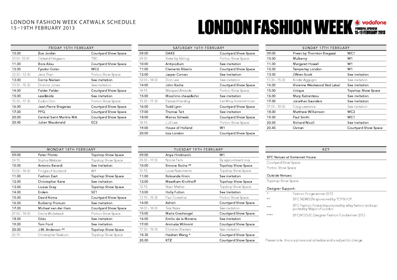 www londonfashionweek co uk schedule 