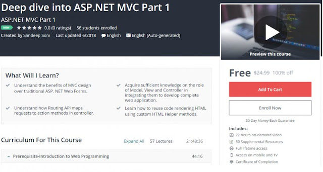 [100% Off] Deep dive into ASP.NET MVC Part 1 (22 Hours)| Worth 24,99$ 