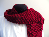 red wool knitted scarf