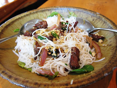 Flank Steak with noodles at The Slanted Door