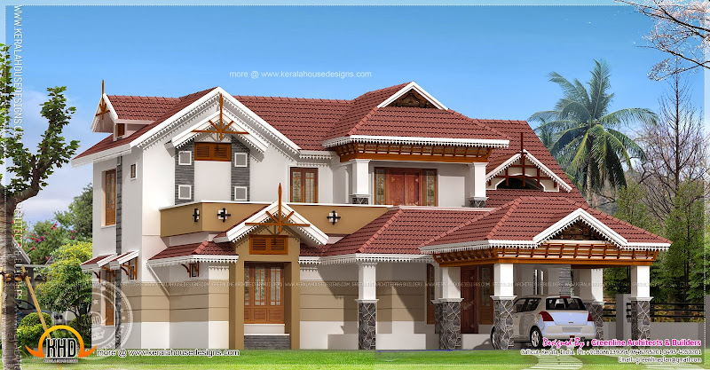 Traditional home design in 255 square meter title=