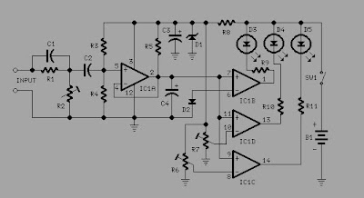 3 led Level Audio amplifier Indicator 