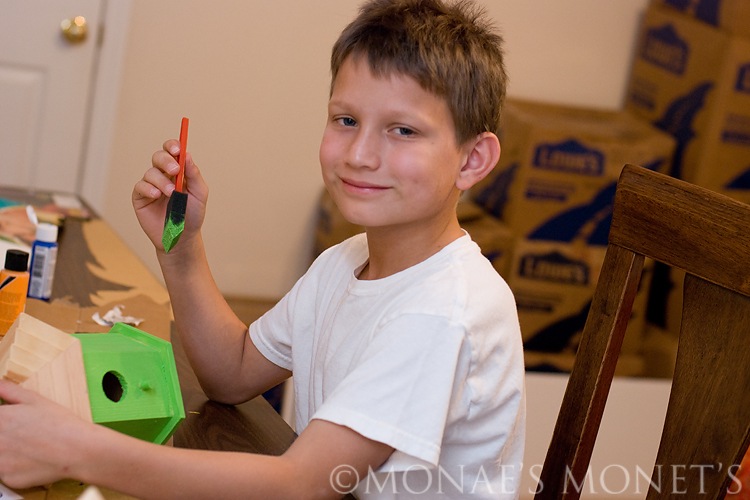 Austin working on fairy house blog