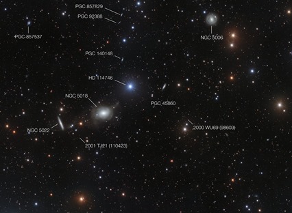 galáxia elíptica NGC 5018 e sua vizinhança