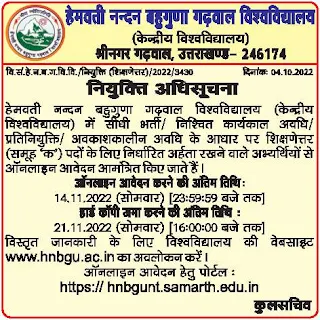 HNBGU Recruitment 2022