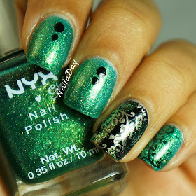 NailaDay: NYX Emerald Forest with black and gold skittlette