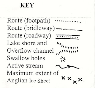 Scan of the key for the map for the walk produced by Mike Howgate