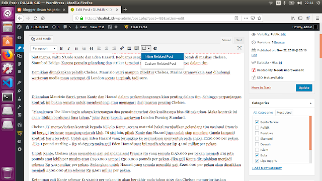 Cara Membuat Artikel Terkait di Tengah Postingan Wordpress