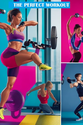 A vibrant and dynamic scene depicting 'The Perfect Workout.' In the foreground, diverse individuals engage in a range of exercises, from cardio and weightlifting to yoga and stretching. State-of-the-art fitness equipment is strategically placed, symbolizing variety and innovation. The atmosphere exudes determination and positivity as participants work towards their fitness goals, embodying the essence of a balanced and effective fitness routine.