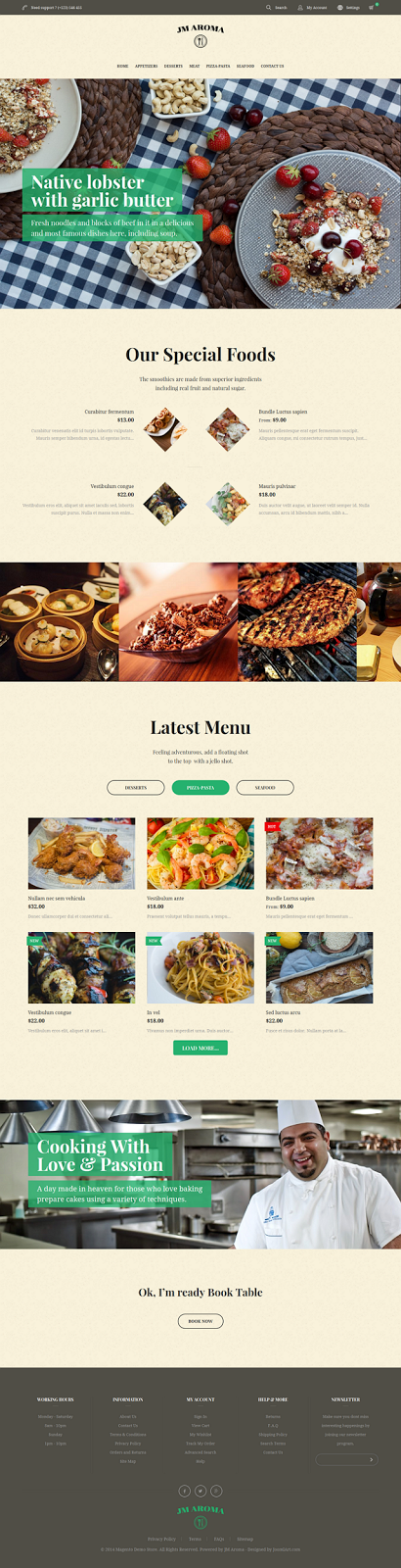 Aroma Responsive Magento Restaurant Theme