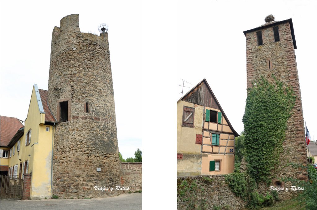 Torre Kessler y torre del hospital, Kaysersberg, Alsacia