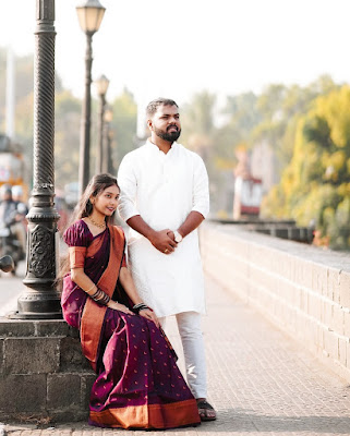 Couple Poses in Saree at Home
