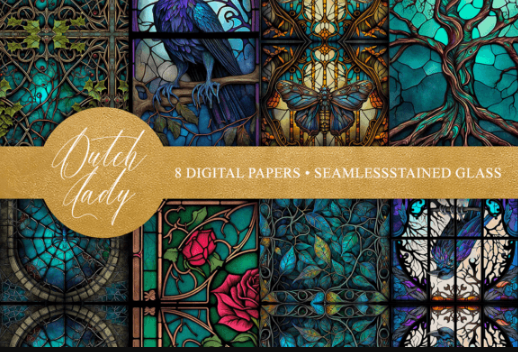 Stained Glass Seamless Patterns