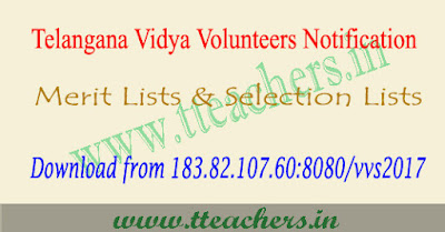 TS vidya volunteers merit list 2017 vvs selection list Telangana