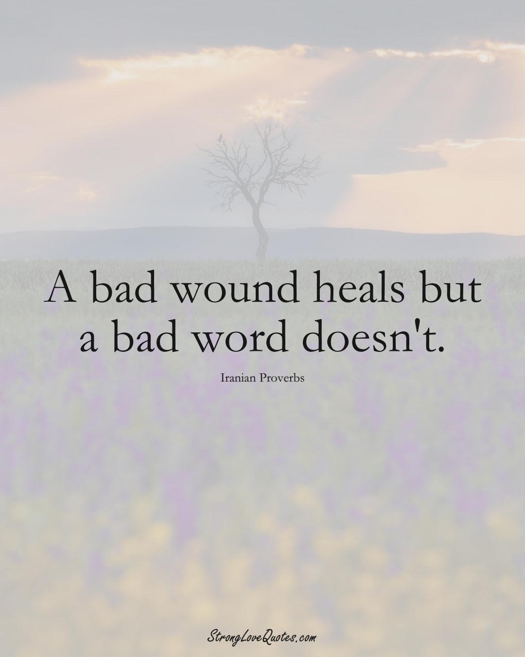 A bad wound heals but a bad word doesn't. (Iranian Sayings);  #MiddleEasternSayings