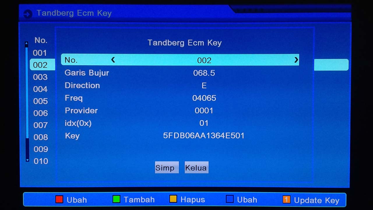 cara memasukan kode ecm key tandberg Matrix Burger S1 Mini