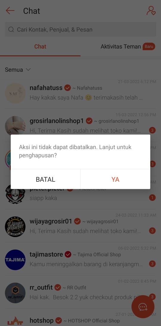 Cara Menghapus Chat di Shopee Sekaligus Banyak