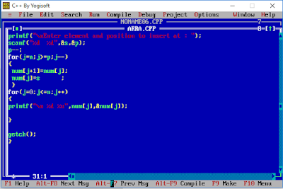 Program array insertion in C